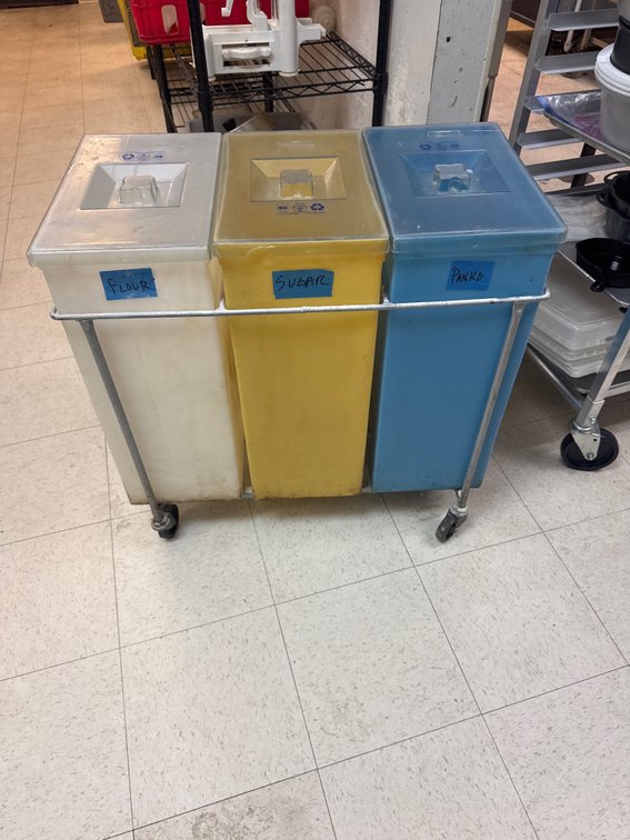 Flour Storage Bins on cart