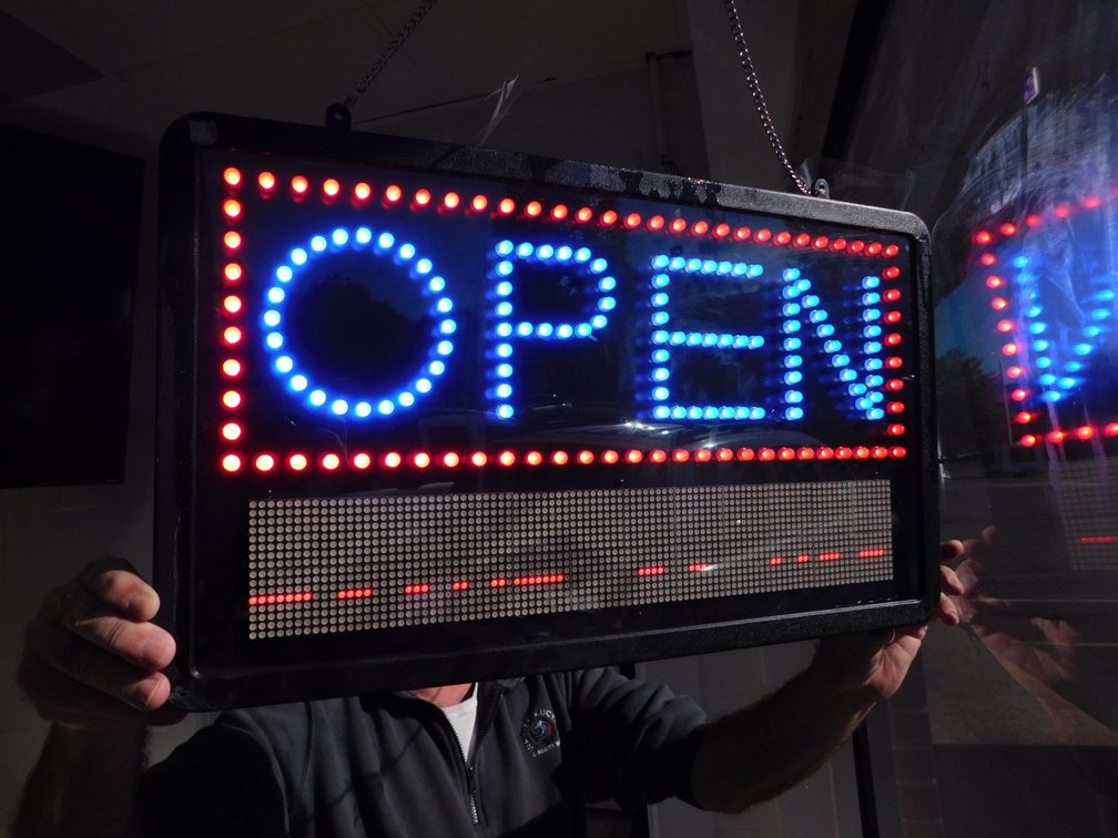 Lighted OPEN Sign w/ Message Board   13x22