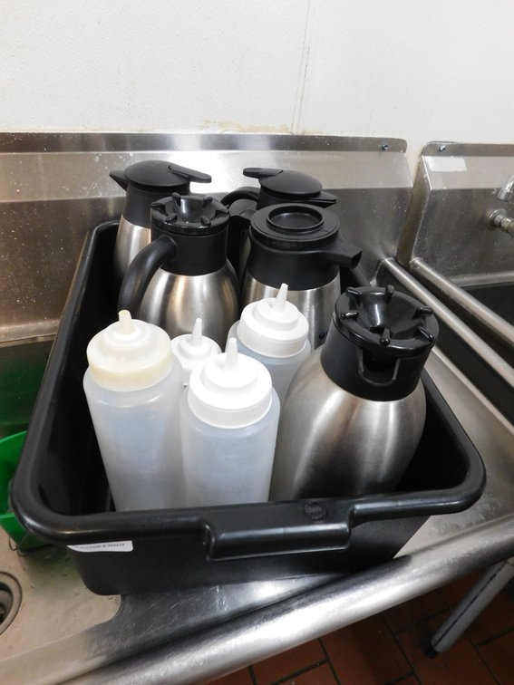 Tub of Insulated Pitchers and Squirt Bottles