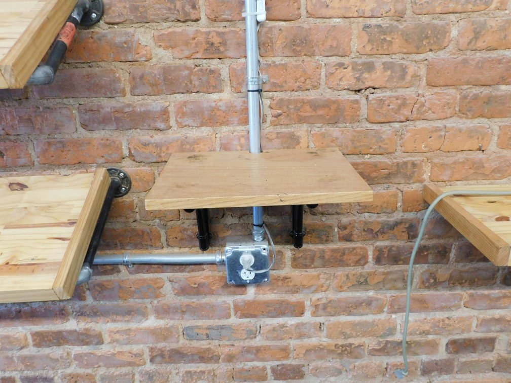 Small Wooden Wall Shelf with Metal Hardware 