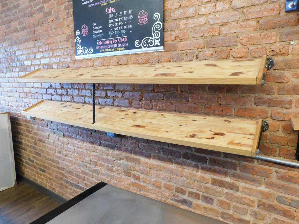 Double Rustic Wooden Shelf with Metal Hardware