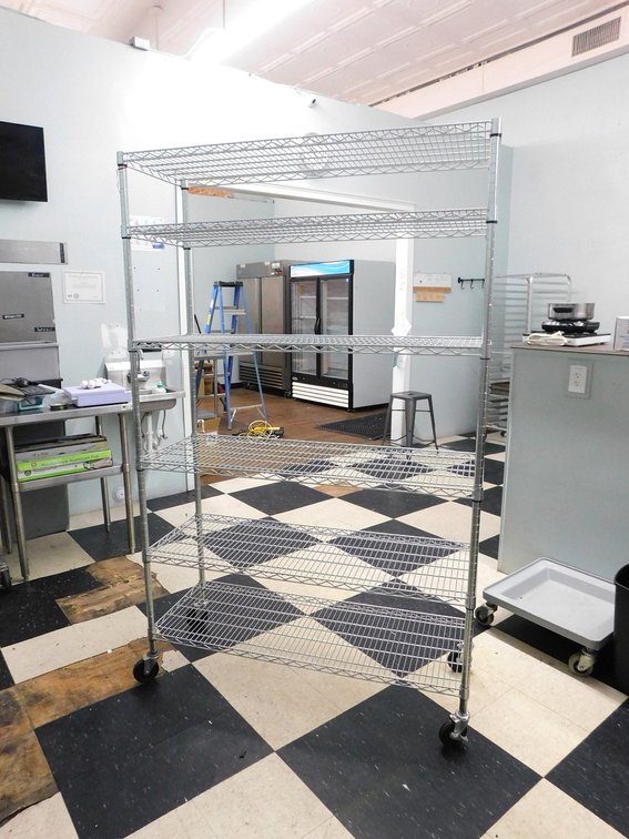 Chrome Wire Shelving Unit on Wheels