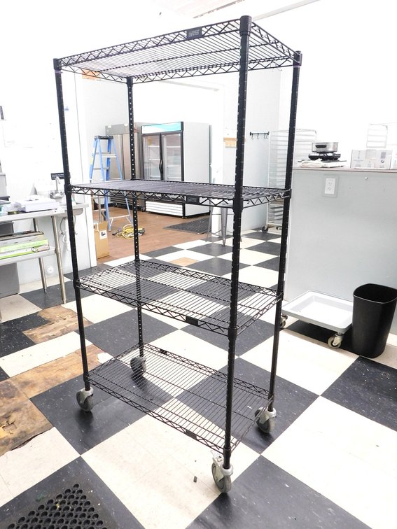 Black Epoxy Wire Shelving Unit