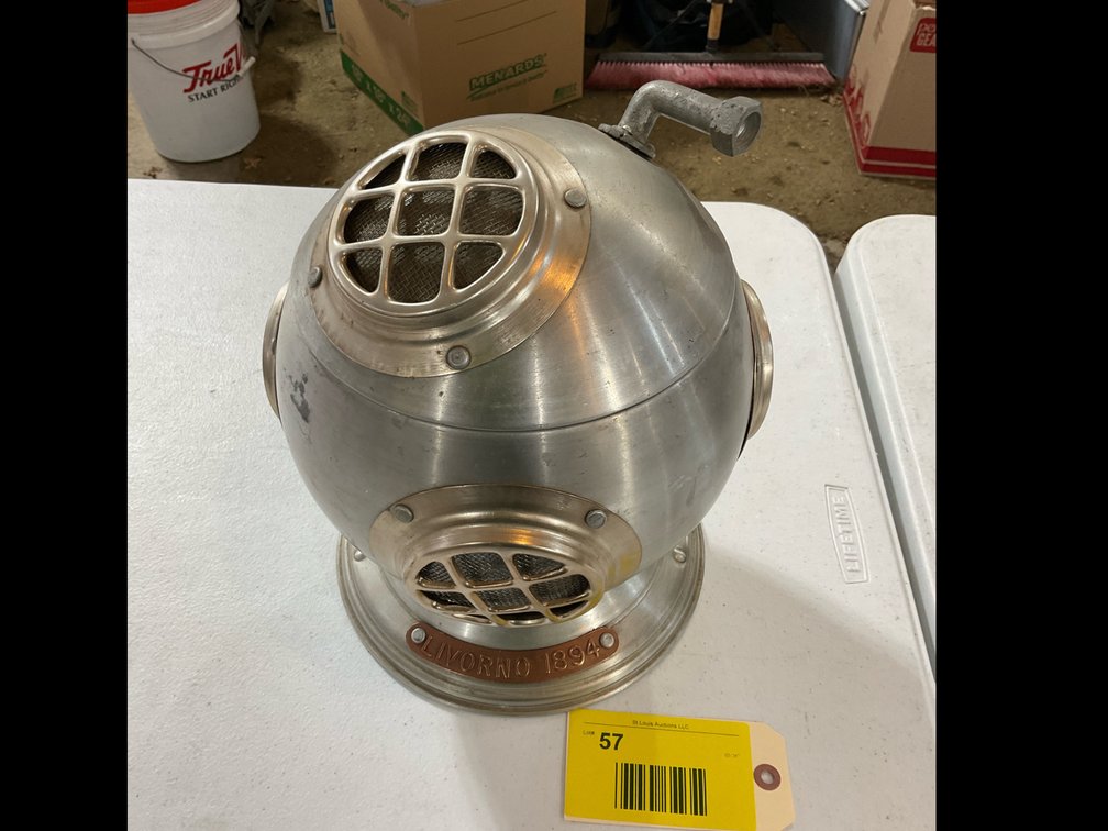 Divers helmet, ice bucket