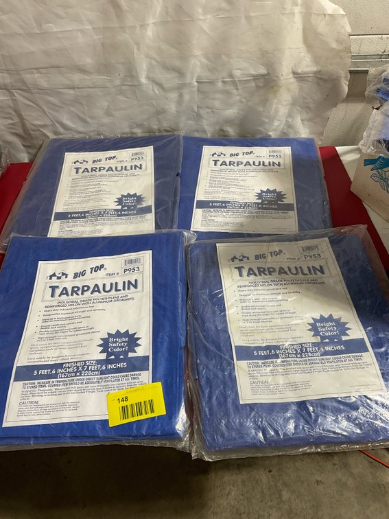 (4) brand new 5 1/2 x 7 1/2 tarps