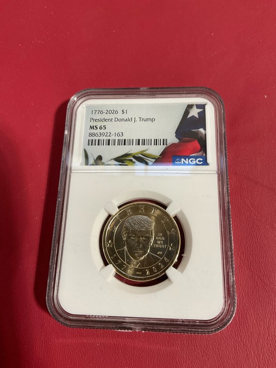 Donald Trump slabbed coin MS 65