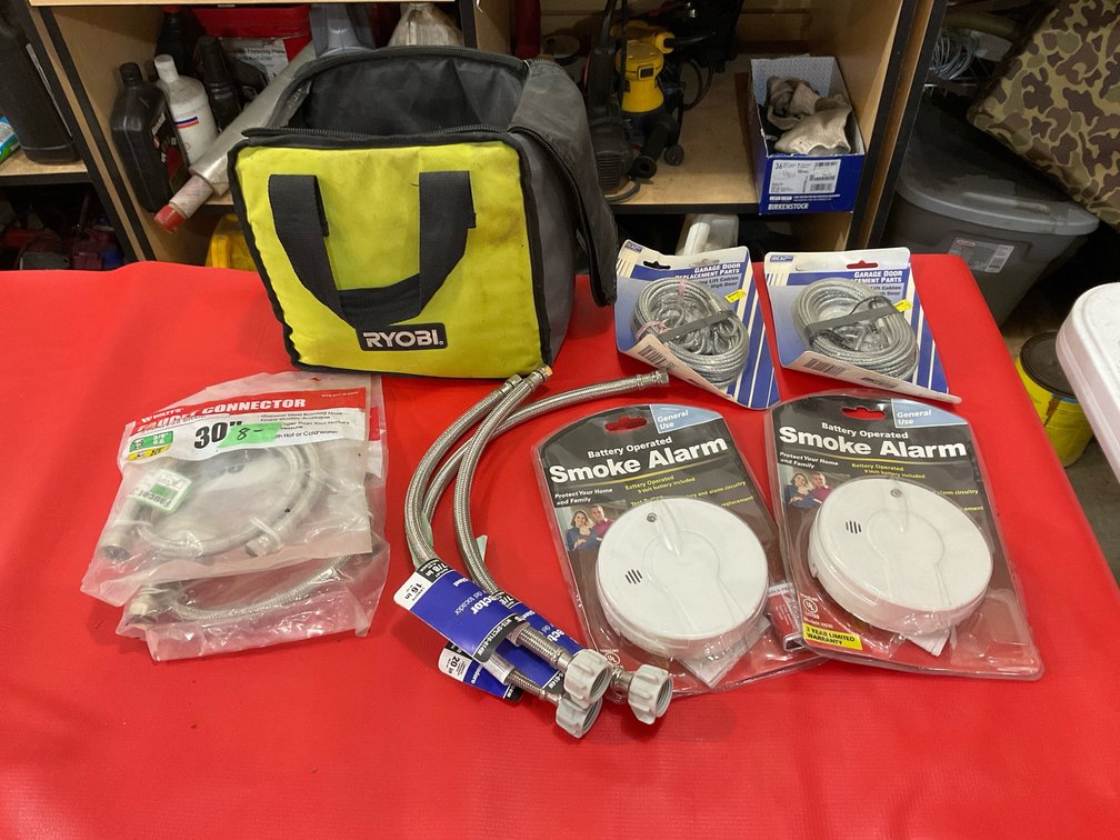 Smoke alarms, braided lines, garage door cables, Ryobi case