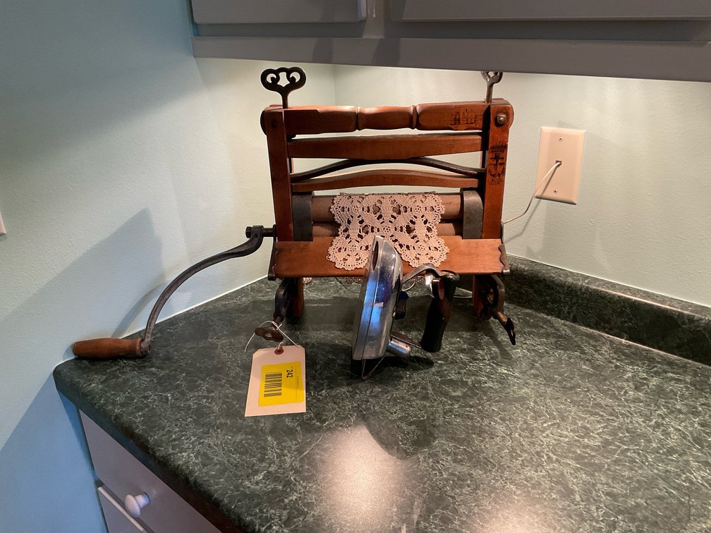 Vintage wringer washer and iron