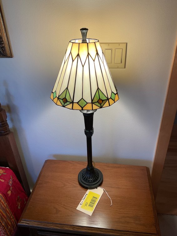 (2) leaded glass lamps