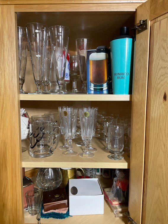 Crystal glasses, beer glasses, and more