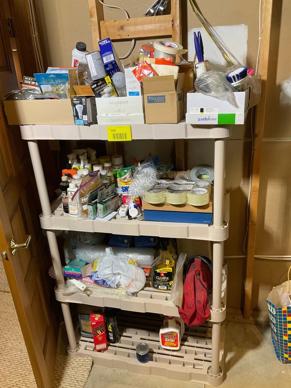 Lightbulbs, miscellaneous hardware, cleaning supplies