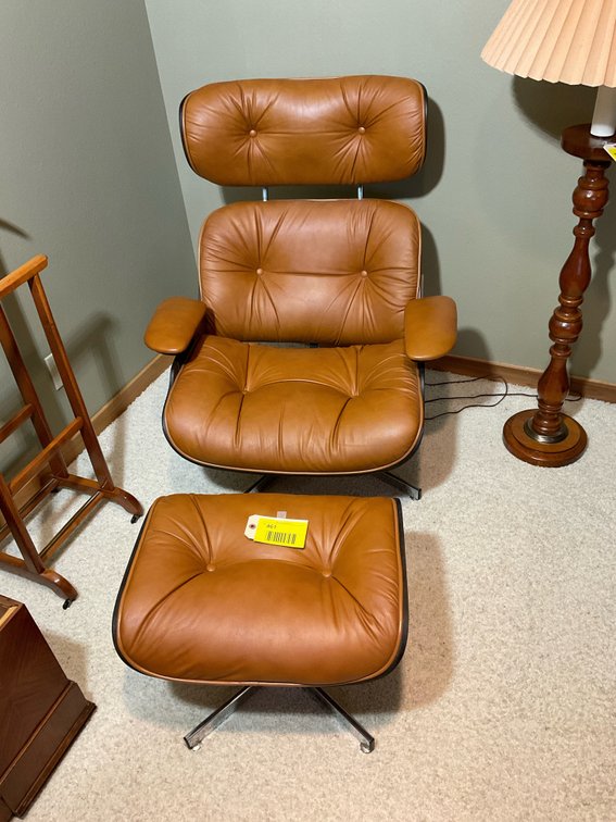 Leather chair and ottoman