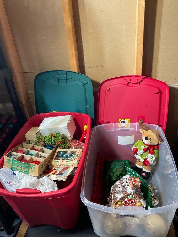 Two totes of Christmas