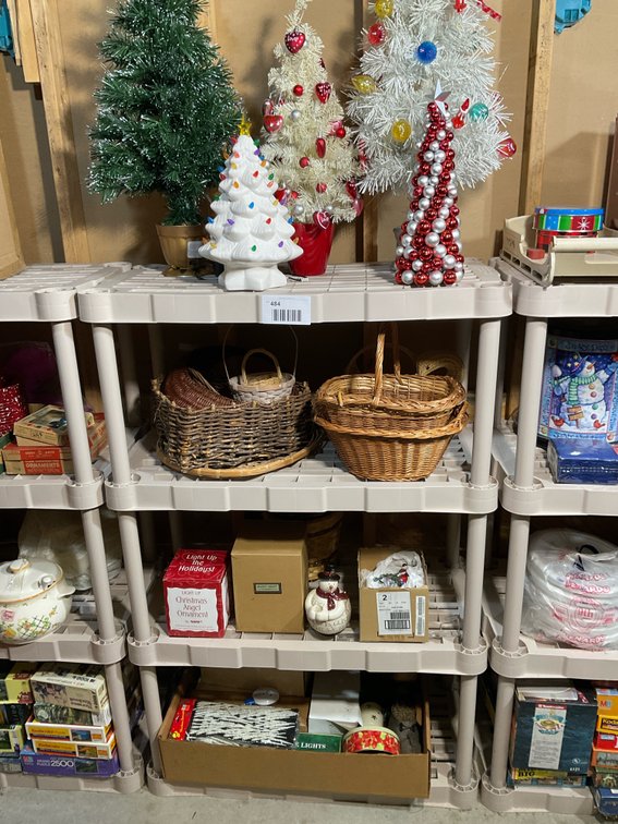 Shelf with miscellaneous Christmas