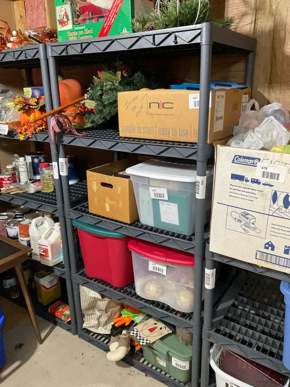 Gray plastic shelving