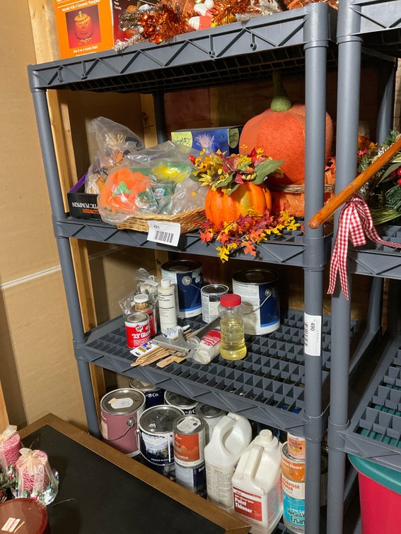 Gray plastic shelving