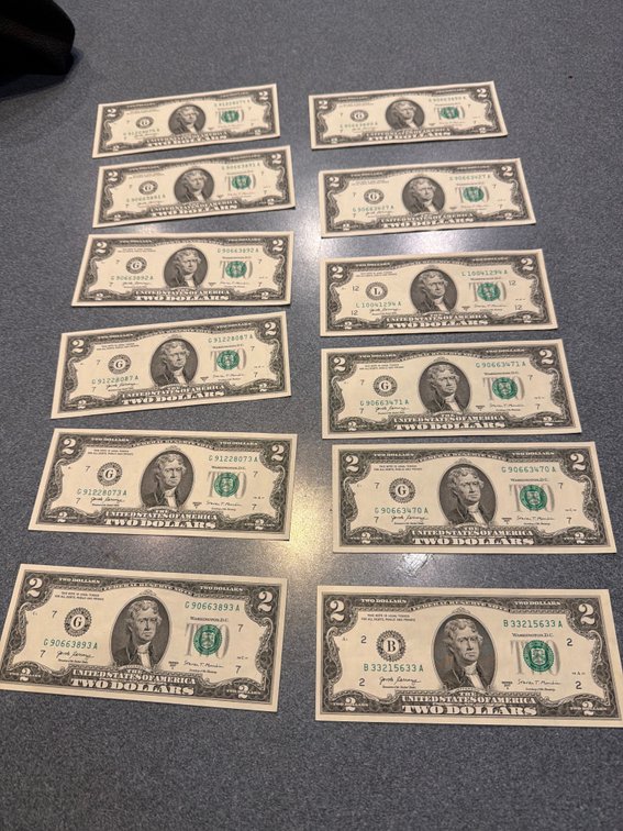 (12) $2 bills