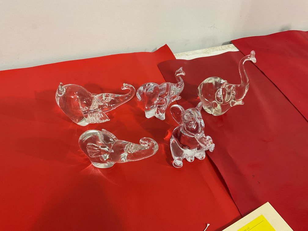 Leaded glass elephant collection