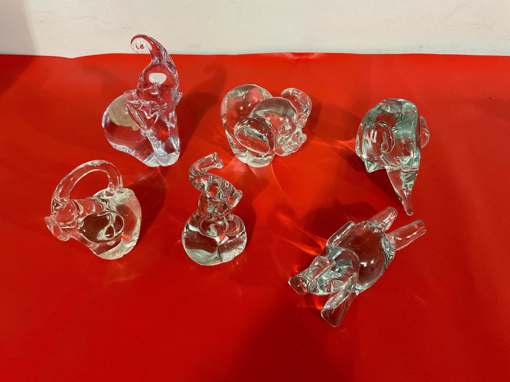 Leaded glass elephant collection