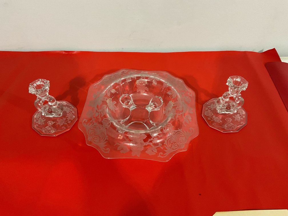 Beautiful etch glass centerpiece