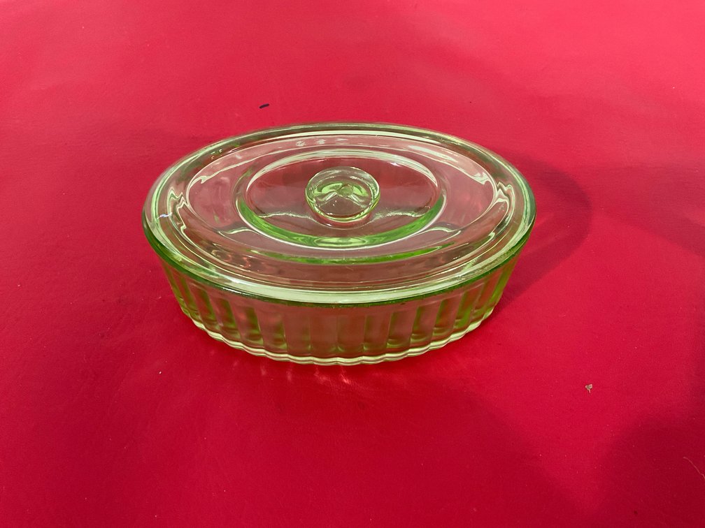 Small green depression dish
