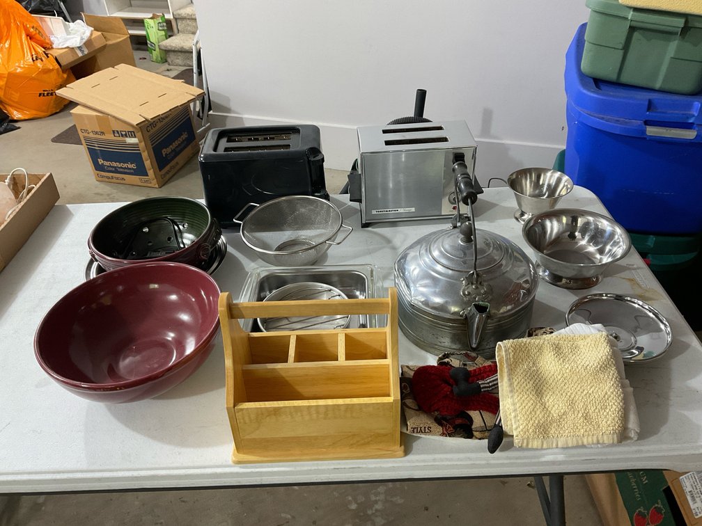 Tea kettle, toasters, utensil caddy, and more