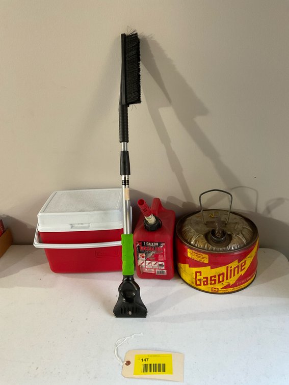 Fuel cans/ice scraper