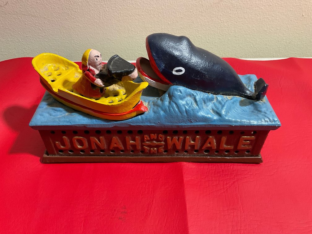 Jonah and the Whale cast iron bank