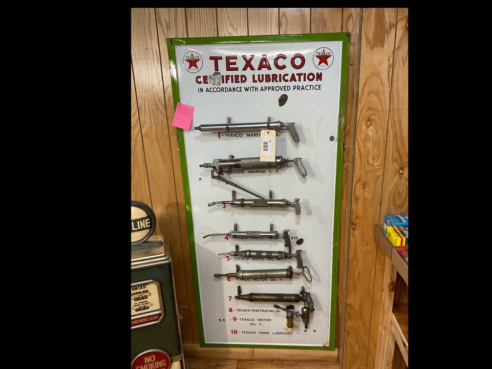 Texaco porcelain 1932 certified lubrication grease rack - very rare