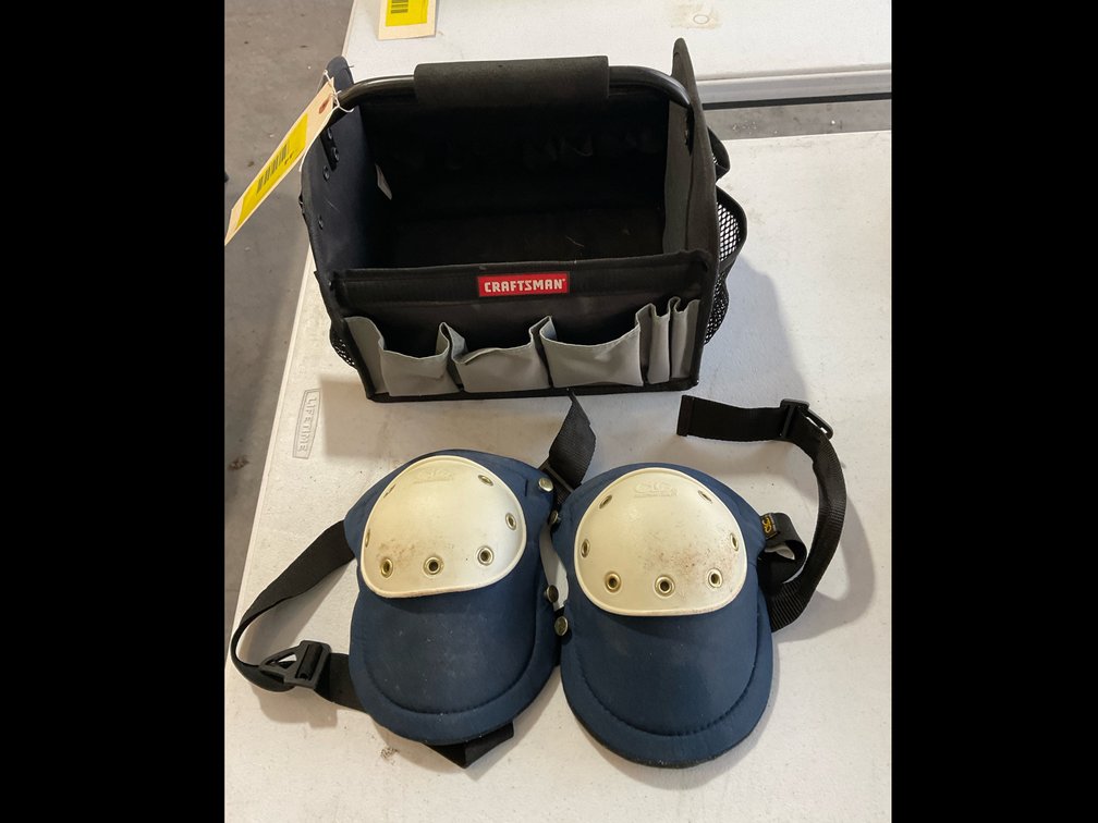 Craftsman tool caddy and kneepads