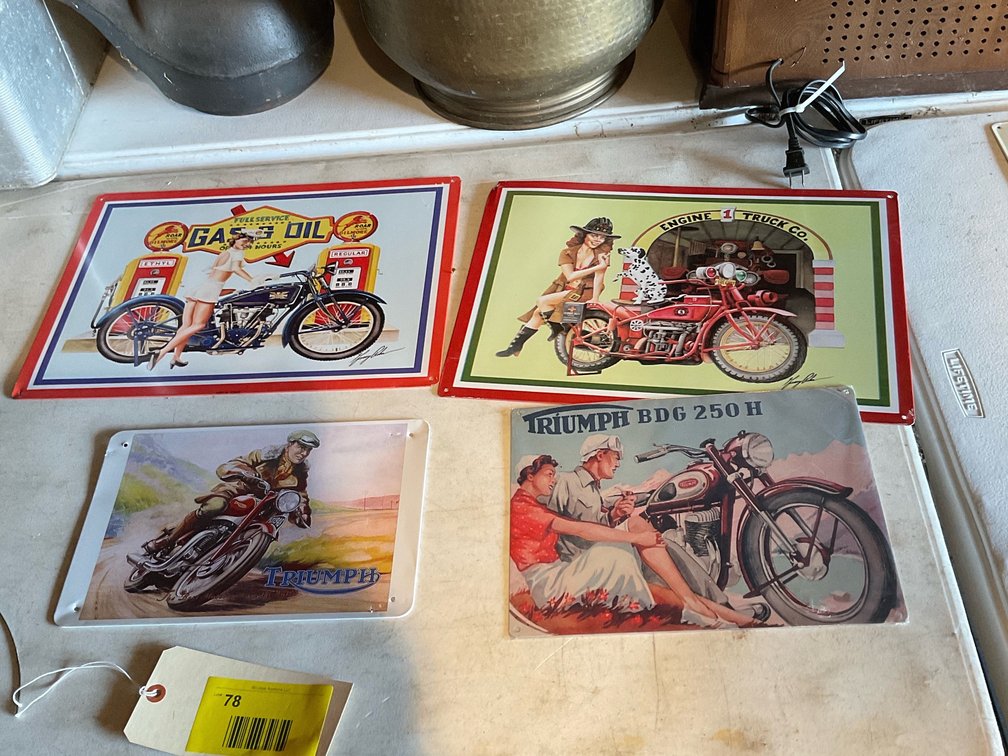 Motorcycle metal signs