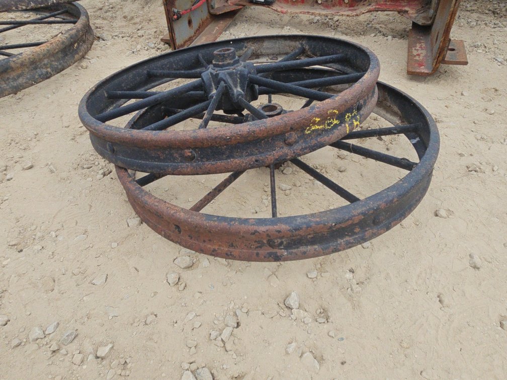 PAIR OF ANTIQUE STEEL WHEELS 26"