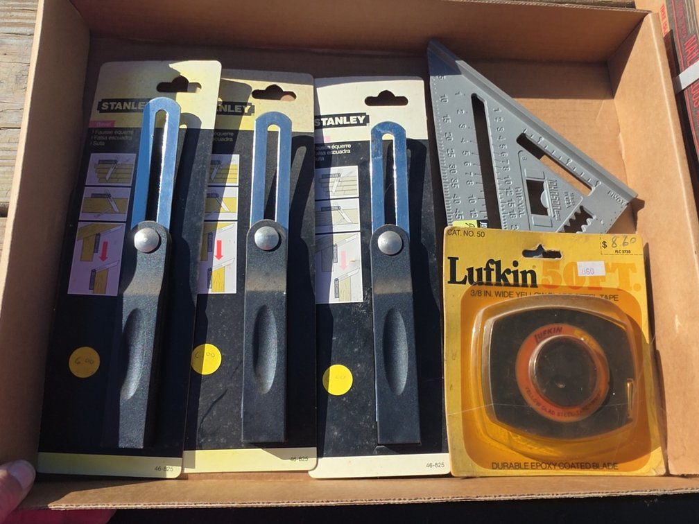 STANLEY BEVELS, TAPE MEASURE, ETC