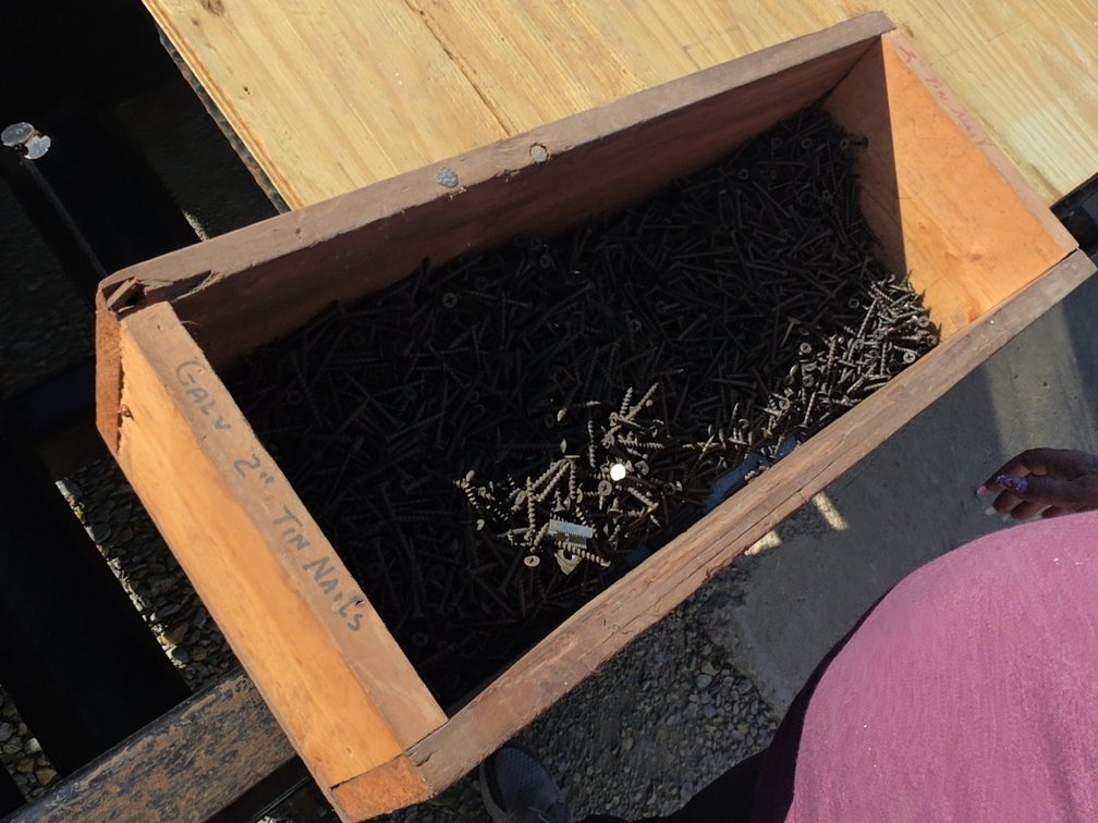 WOODEN BOX OF SCREWS