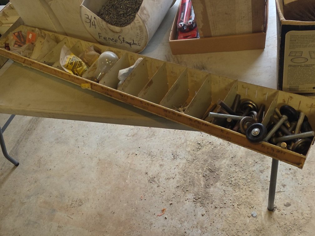 METAL BIN W/ ASSORTED