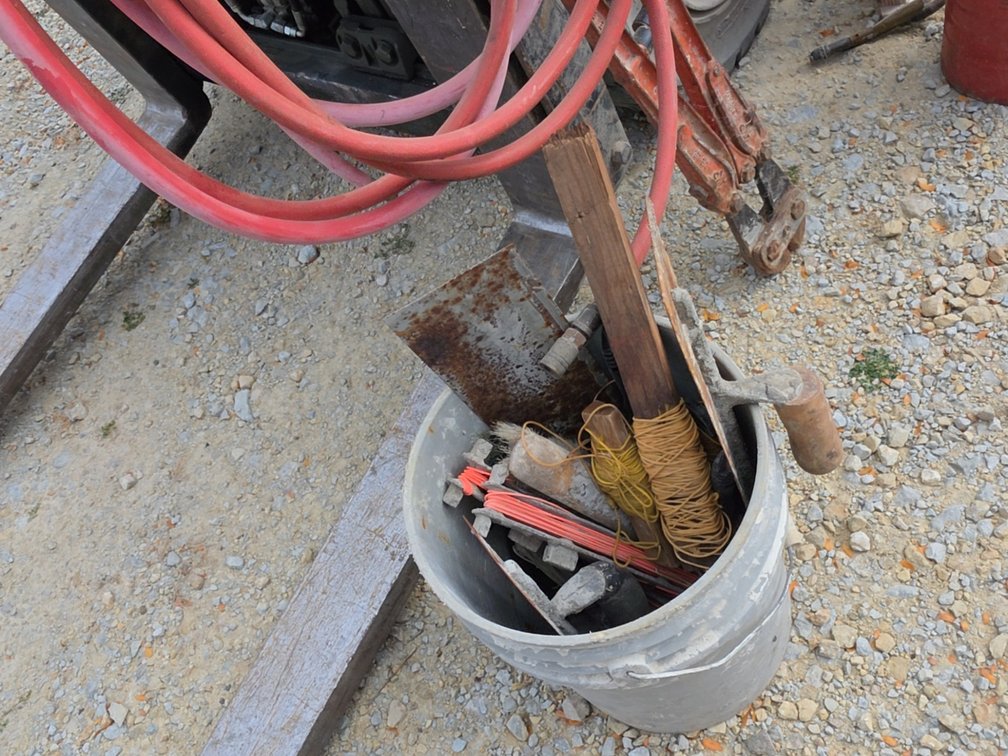 ASSORTED CEMENT TOOLS IN PAIL