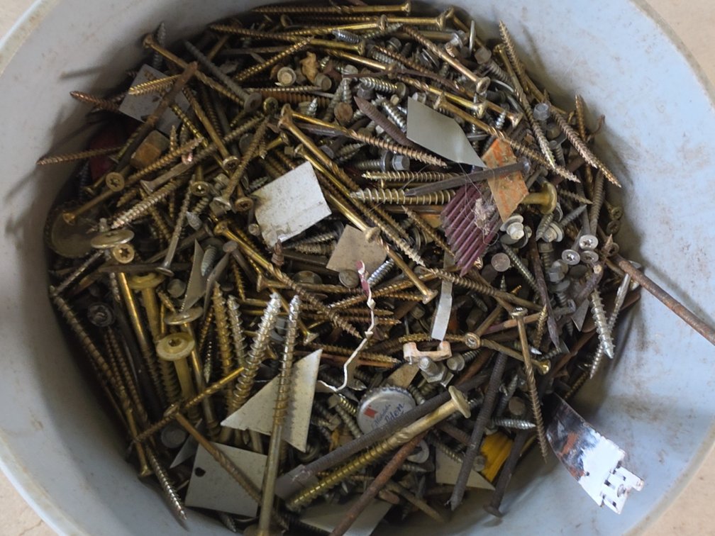 PAIL OF ASSIRTED SCREWS ETC