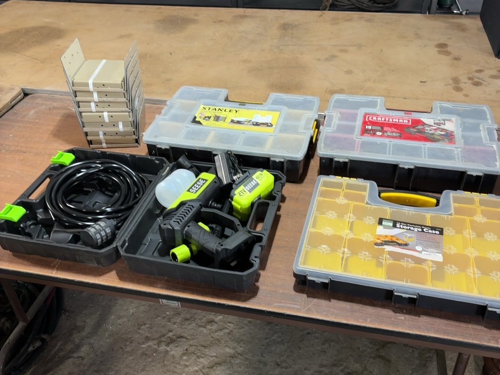 CORDLESS PRESSURE WASHER, STORAGE CASES, ETC.