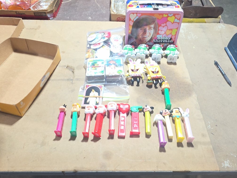 PEZ, BOBBY SHERMAN LUNCH BOX, ETC