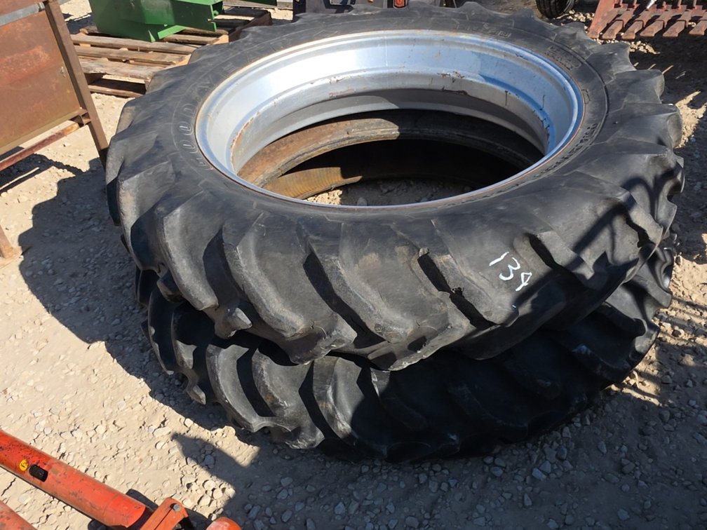 (2) 12.4-38 TIRES - (1) ON RIM - (1) NO RIM