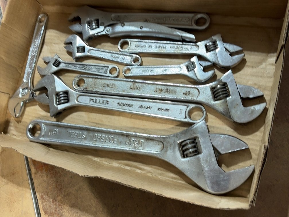 (9) ASSORTED ADJUSTABLE WRENCHES