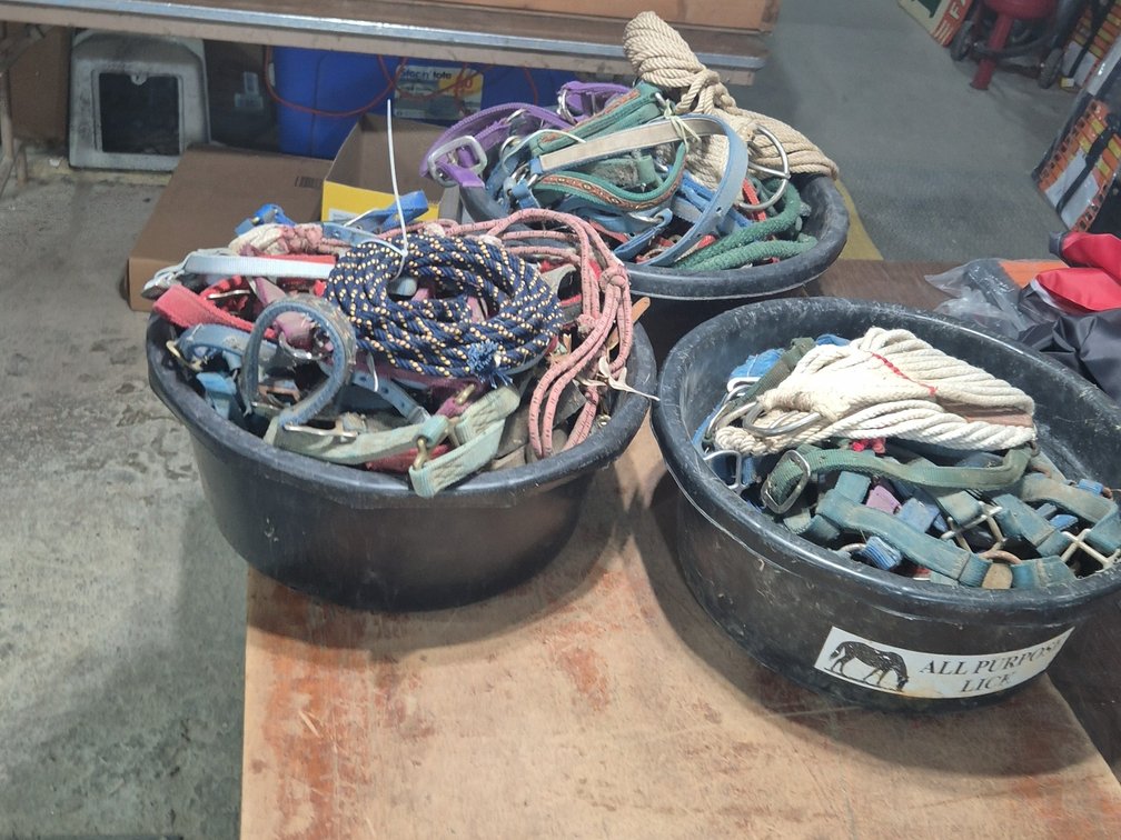 3 TUBS OF HORSE TACK