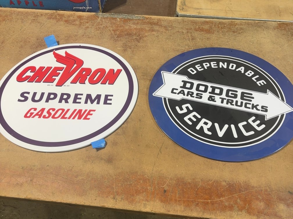 PAIR OF NEW METAL SIGNS 17-1/4” DIAMETER