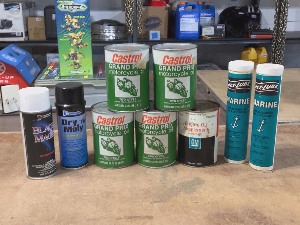 FULL VINTAGE MOTORCYCLE OIL & MARINE GREASE ETC