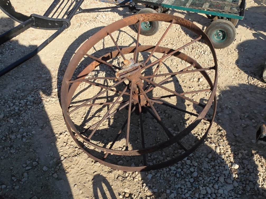 PAIR OF 36” VINTAGE STEEL WHEELS