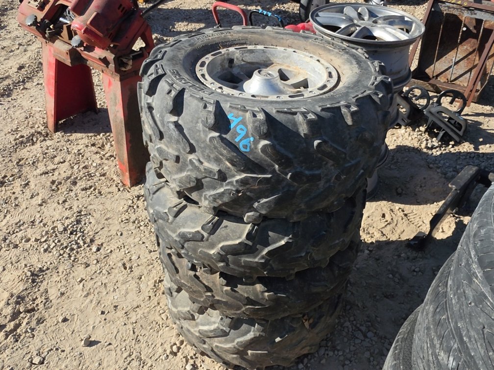 (4) ATV RIMS AND TIRES- SEE DESCRIPTION