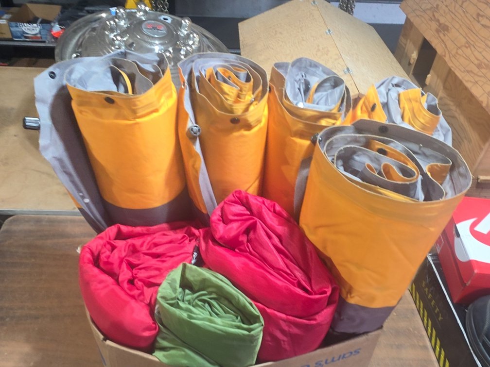 BOX OF 5- AIR MATTTESS AND 3- SLEEPING BAGS