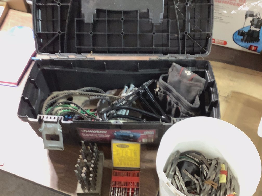 TOOL BOX W/ DRILL BITS & MISC