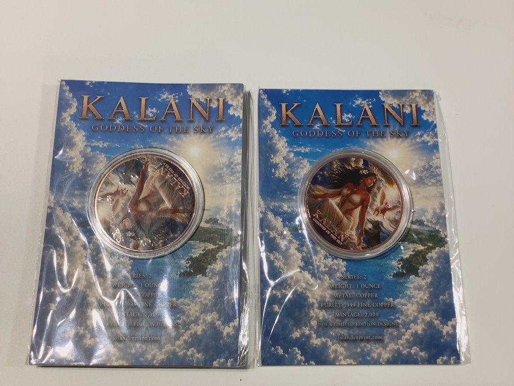 2- KILANI 1-OUNCE .999  COLORIZED PURE COPPER ROUNDS