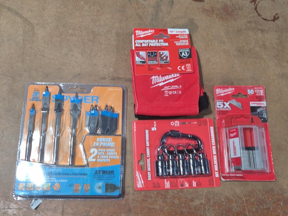 NEW MILWAUKEE BIT HOLDERS,  BLADES & SPYDER SPADE BITS ETC